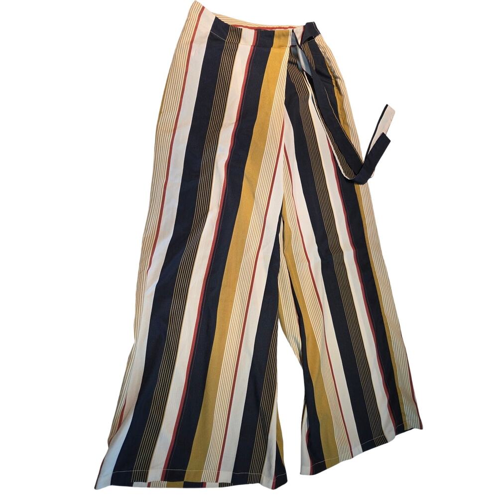 Forever 21 Wide Leg Stripped Dress Pants small Gaucho Skirt Career